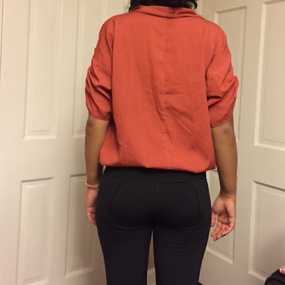 Burnt Orange collared blouse tunic top size S - Picture 3 of 3
